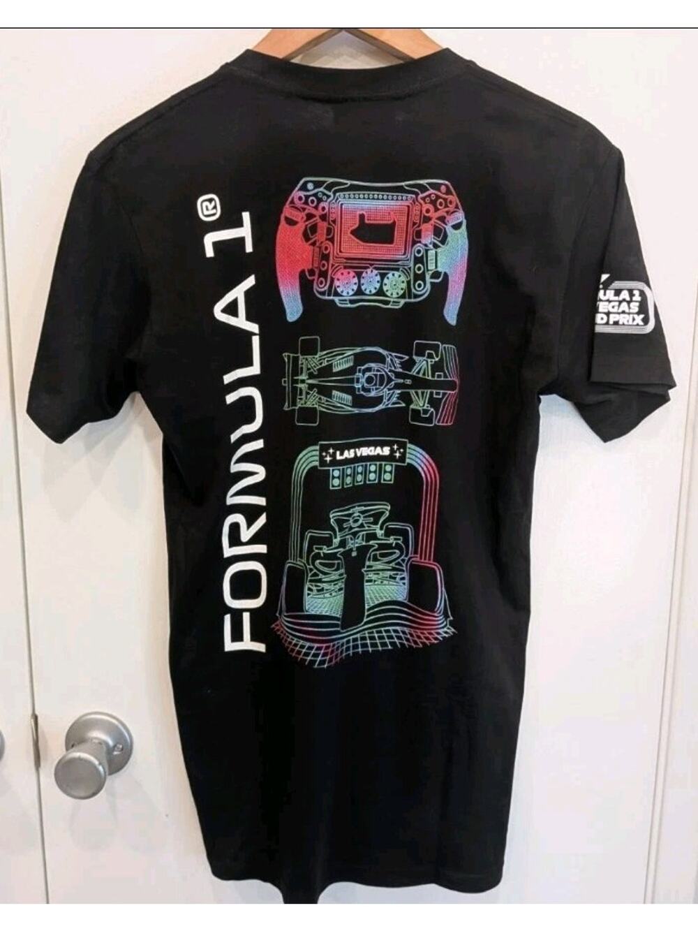 Formula 1 T-Shirt Mens Small Black Las Vegas Grand Prix F1 Steering Wheel Back